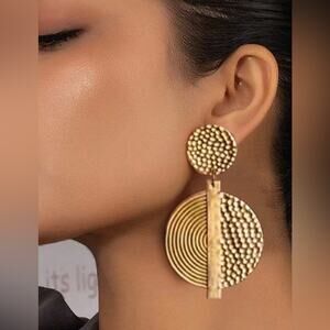 HOT✨ Round Gold Textured Statement Earrings